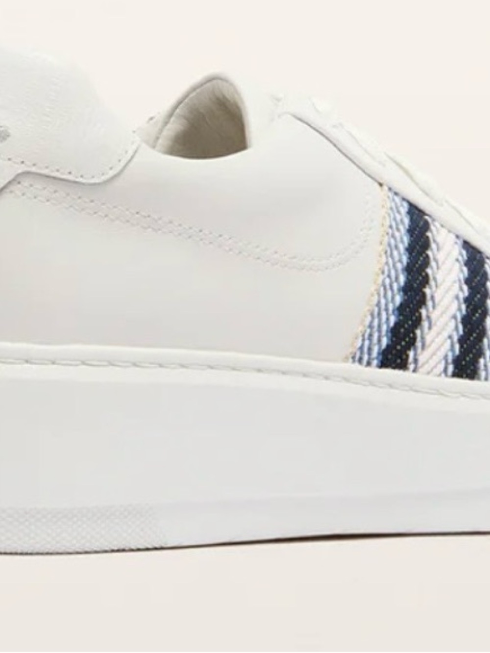 Frankie 4 White Platform Lace-Up Sneakers with Blue Stripe Detail - Picture 3 of 7